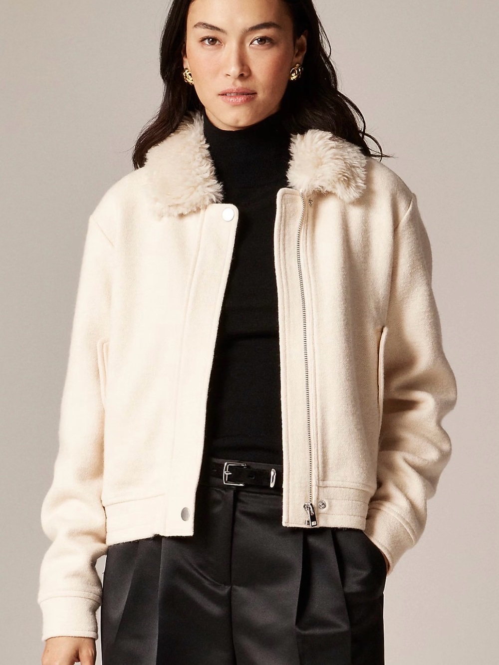 Cream Jcrew flight jacket XS